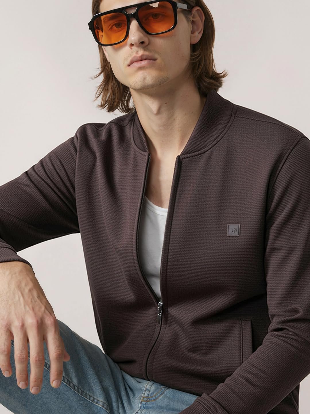 DAMENSCH Winter Jacket For Men, Textured Zipper Sweatshirt For Man, Shape and Colour Retaining ReNEWd Ottoman Zip Bomber Jacket - Image 4