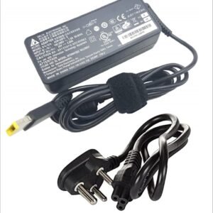 Len-OVO 65W Orignal USB Slim Tip Rectangular pin Laptop Adapter/Charger for Select Models of Lenovo Laptops Black- (with 3 Pin Power Cable)