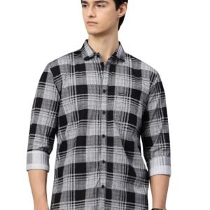 Majestic Man Stylish Slim Fit Cotton Spread Collar Checked Casual Shirt