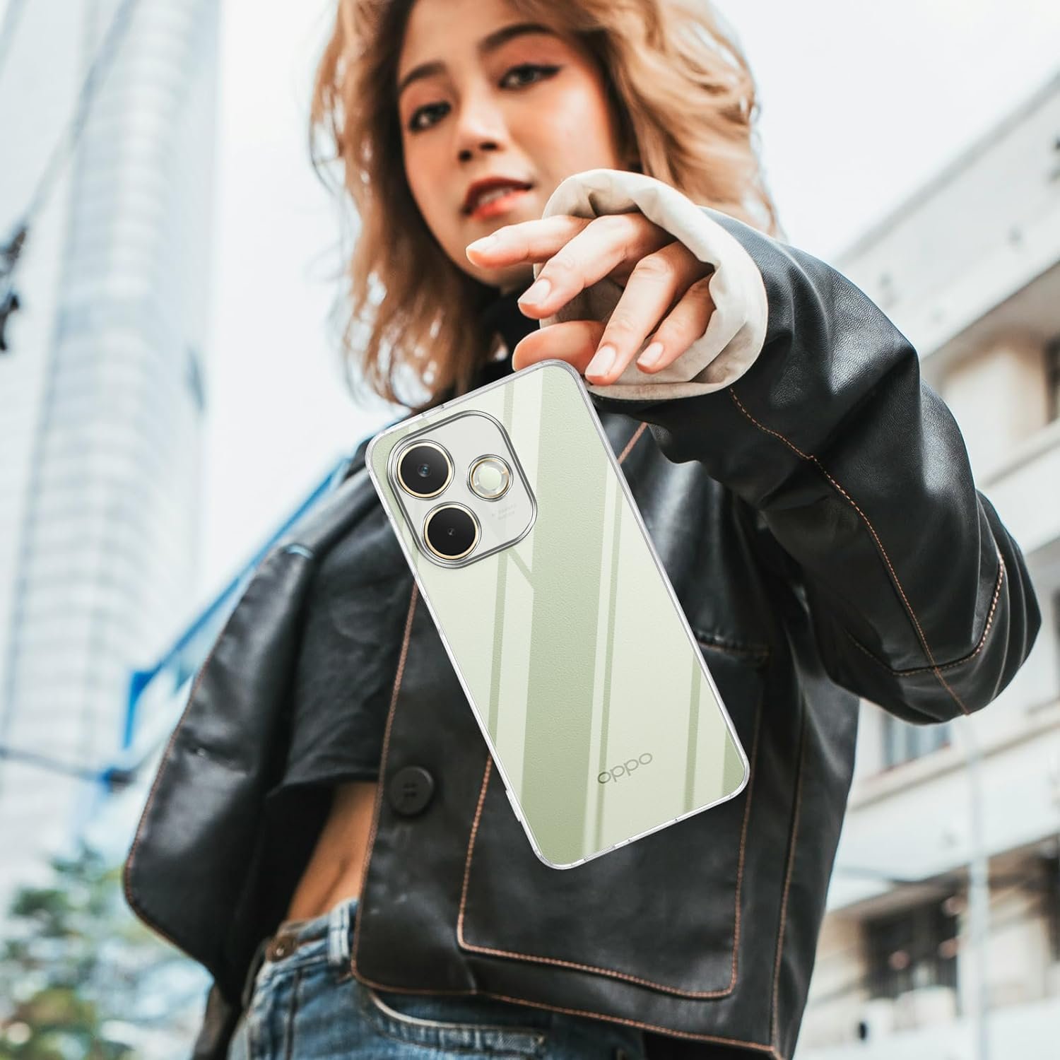 WHITBULL Slim Case Anti-Cling Shockproof Protective Unbreakable Hard Glass Cover Compatible with Oppo A5 Pro 5G - Transparent - Image 6