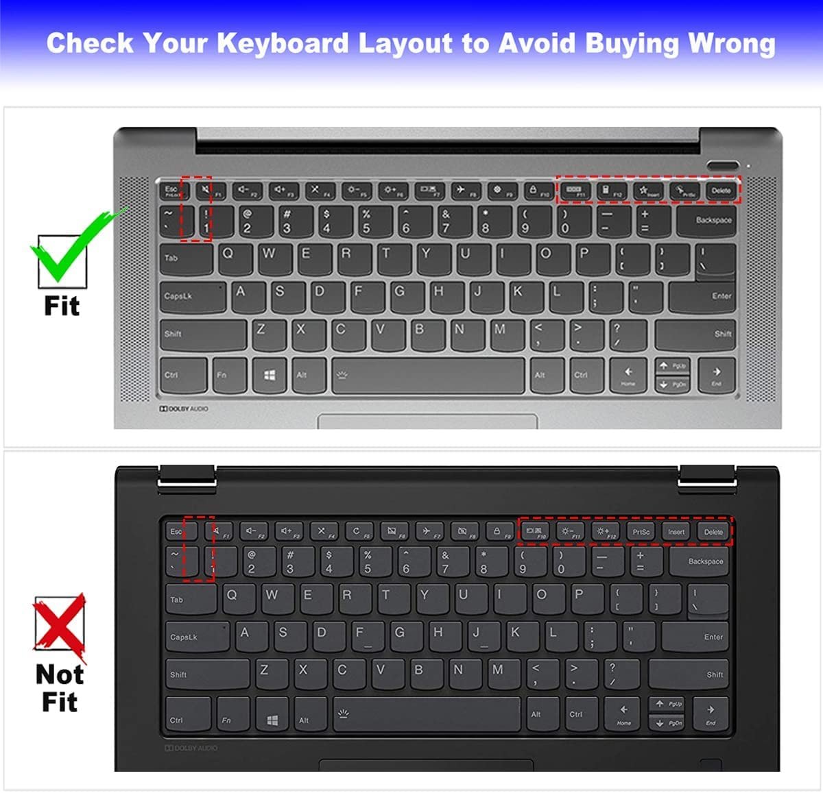Saco Keyboard Cover for Lenovo ideapad Slim 3 & Slim 5 14inch Laptops | Keyboard Protector for Lenovo IdeaPad Flex 5 & Yoga 7i 2-in-1 / Yoga Slim 6i Laptops (Silicone Clear) - Image 2