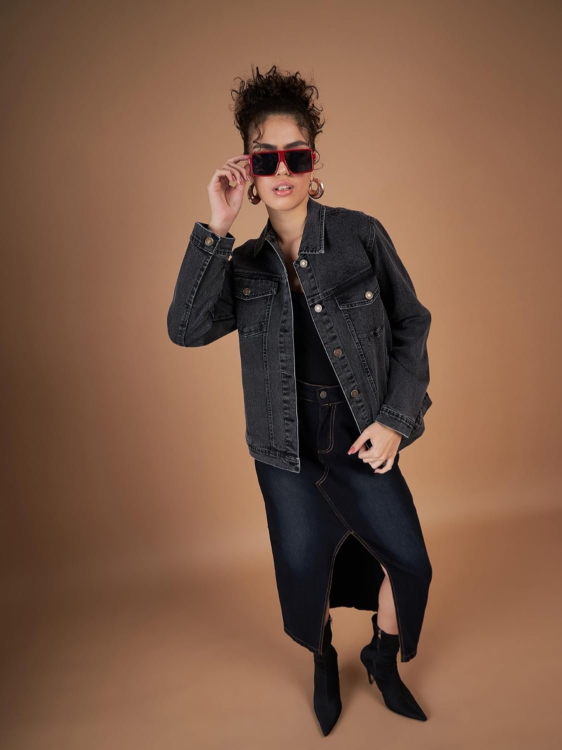 SASSAFRAS Women Washed Denim Oversized Jacket - Image 2