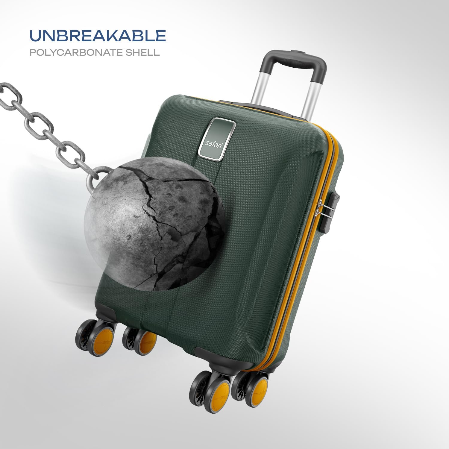 Safari Cabin Polycarbonate Spinner Thorium Neo 8 Wheels 55Cm Size Trolley Bag, Hard Case, 360º Wheeling Carry-On Luggage for Men & Women, Travel Bag, Suitcase for Travel, Dusk Green - Image 2