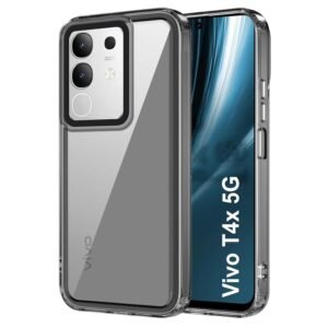 amazon basics Back Case Cover for Vivo T4x 5G | Compatible for Vivo T4x 5G Back Cover | Case Cover with Camera Protection | (TPU + PC | Translucent Black)