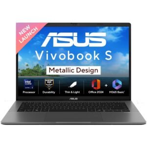 ASUS Vivobook S14, Intel Core Ultra 5 225H, Metallic Design Laptop (Intel iGPU/16GB RAM/512GB SSD/FHD+/14"/60Hz/Windows 11/M365 Basic (1Year)*/Office Home 2024/Matte Gray/1.4 Kg) S3407CA-LY057WS