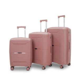 AMERICAN TRAVELLER Touris Bliss 8024 Hardshell Luggage Set, Polypropylene, Expandable Spinner Trolley with TSA Lock, Anti-Theft Zippers, 3 Pieces (3, Rose Gold, S,M,L)