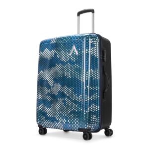 Aristocrat Combat Check-in Trolley Bag, 73 Cm Large Hardside Luggage | 8 Wheels, Combination Lock | Polycarbonate | 5 Year International Warranty | Blue