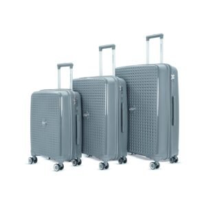 American Traveller Tourispro 2.0 Trolley Bags Lightweight Set of 3 Large and Expandable Suitcase Hardshell Polypropylene Travel Luggage Bag with TSA Type Lock & 8 Disc Wheels. (3, Charcoal Gray)