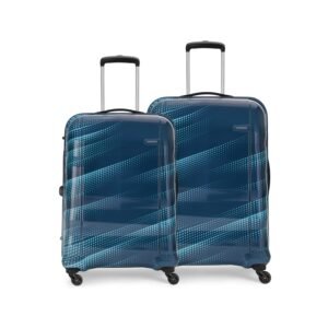 Aristocrat Force (66 cm+76 cm) Acrylonitrile Butadiene Styrene(Abs) Pack of 2 (Medium+Large) 4 Spinner Wheels Hardsided Scuba Blue Suitcase Sets | 7-Year Warranty