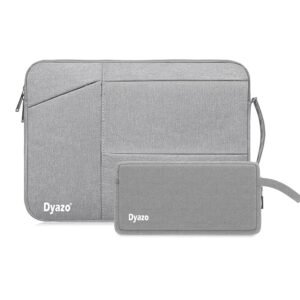 Dyazo 13-13.3 Inch Laptop Sleeve Case with Handle & Three Front Accessories Pockets and Charger Pouch | Compatible for MacBook Air/Pro 14/ M2/M1, HP Envy 13, Chromebook and All Other Notebooks (Grey)