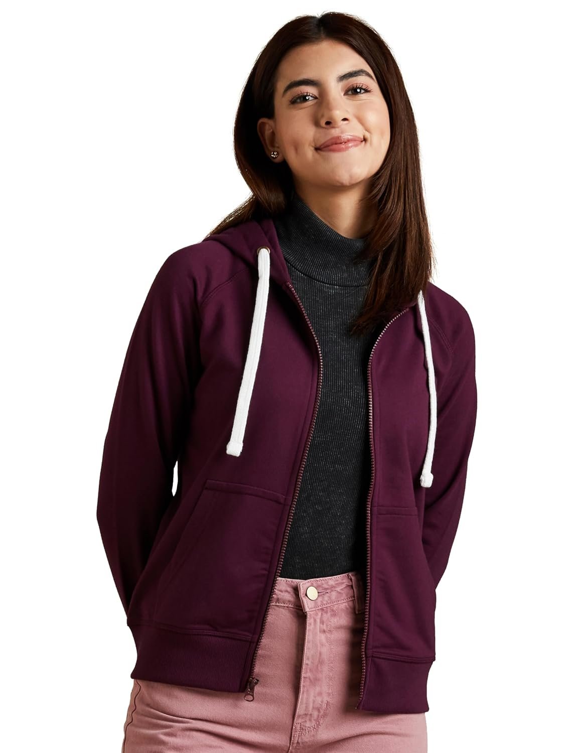 Amazon Brand - Symbol Women's Cotton Blend Regular Fit Hooded Sweatshirt (with Front Pockets) (Available in Plus Sizes)