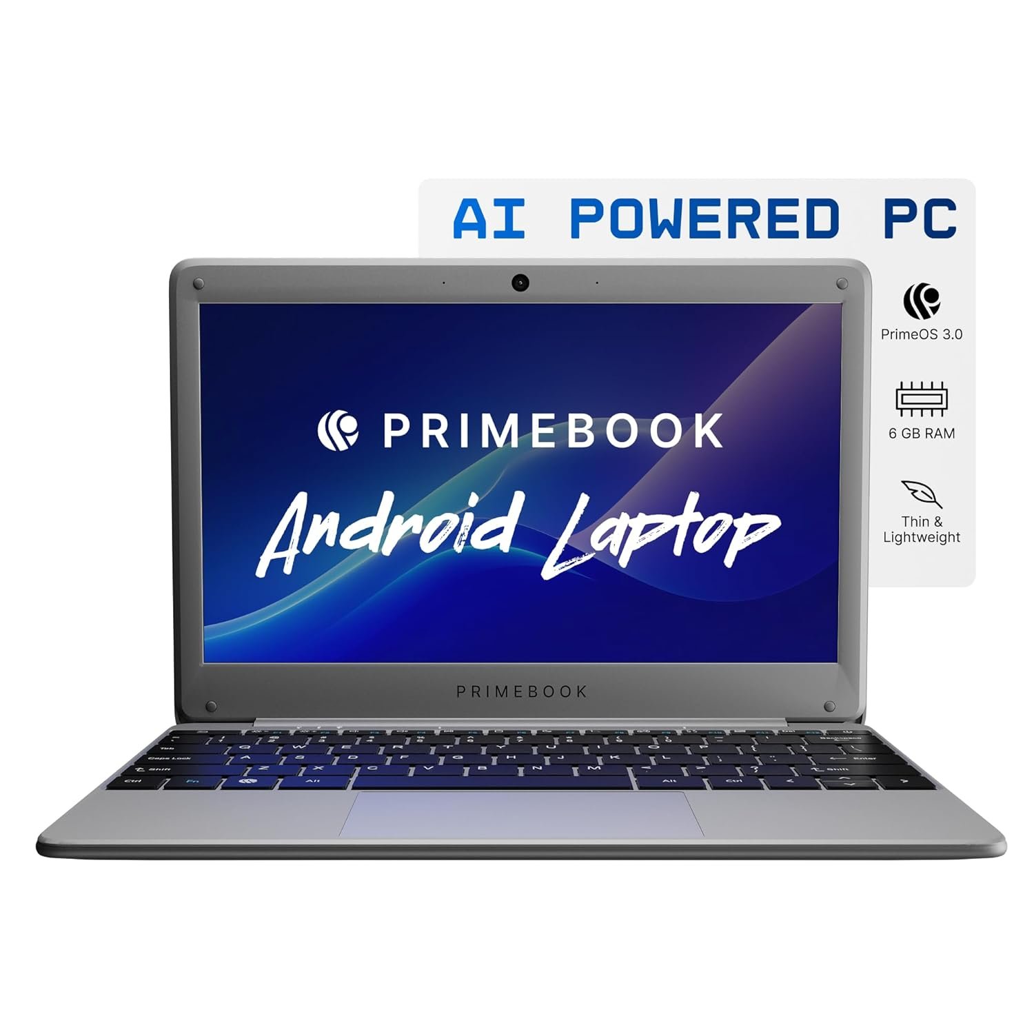 Primebook 2 Neo 2025 (New Launch) | 6GB RAM, 128GB Storage (Upgradable Upto 512GB) | MediaTek Helio G99 | Android 15 (PrimeOS3.0) | in-Built AI | 11.6” Thin & Light Laptop | Type-C, USB, MicroSD Ports