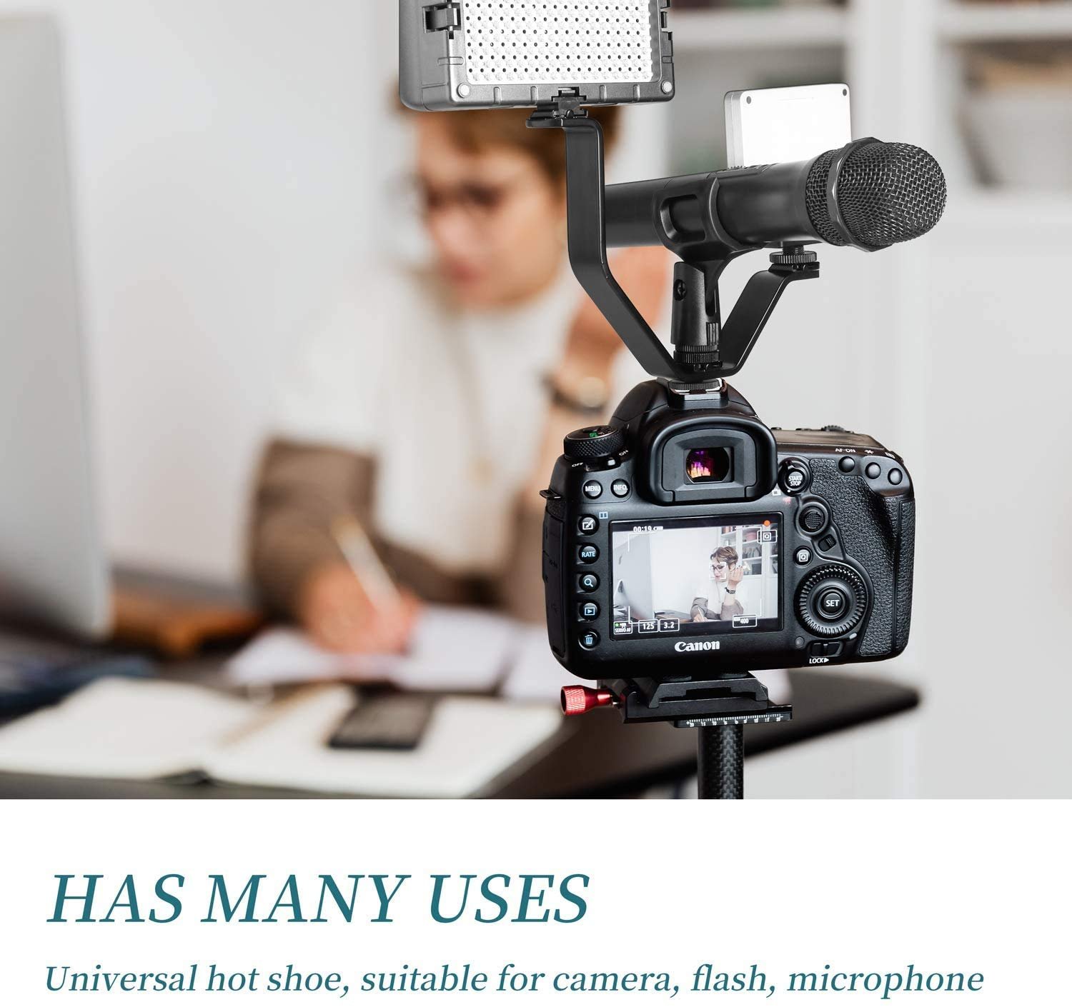 SHOPEE V-Shape Triple Universal Tri hot Shoe Adapter Bracket, Camera Photography Accessories, Can be Used for Flash, Microphone, Camera, LED Video Light - Image 6