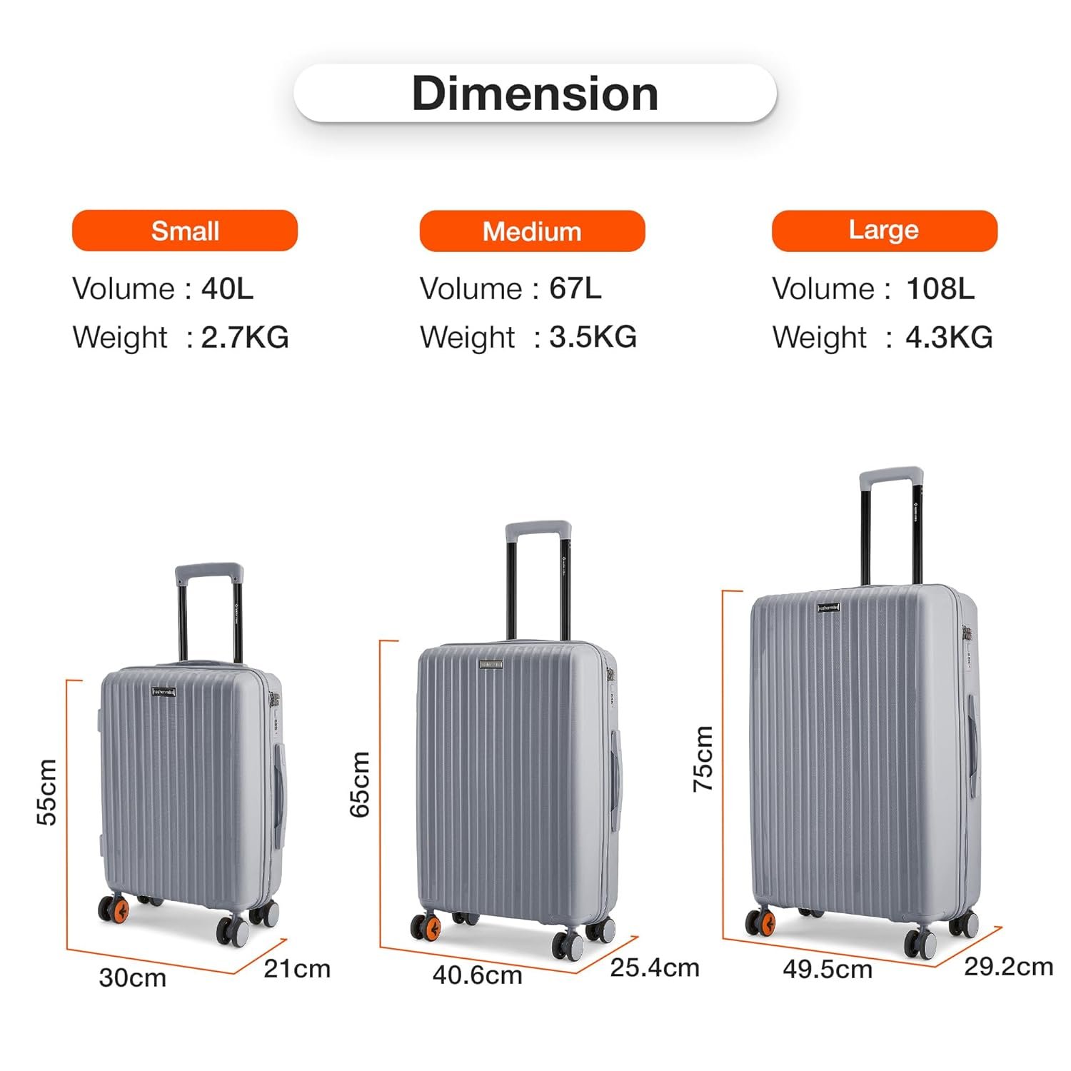 Nasher Miles Pondicherry Hard-Side Polypropylene 8 Wheels Double Spinner Check-in Luggage Grey 24 inch |65cm Trolley Bag, Medium - Image 7