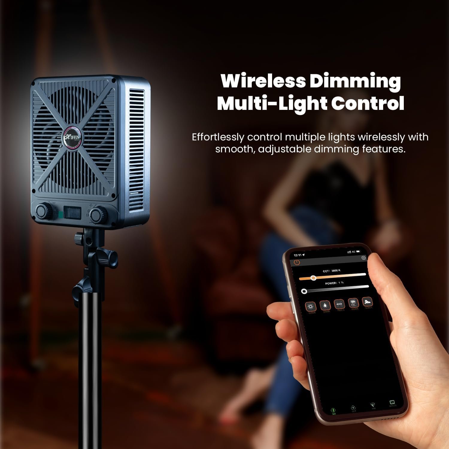 HIFFIN HF-250PRO Wonder Series 250W LED Studio Light | 17,800lm High Brightness | CRI 95+ | CCT 2700K-6500K | Bowens Mount | App Control | Professional Lighting Videography & Studio Setups - Image 6