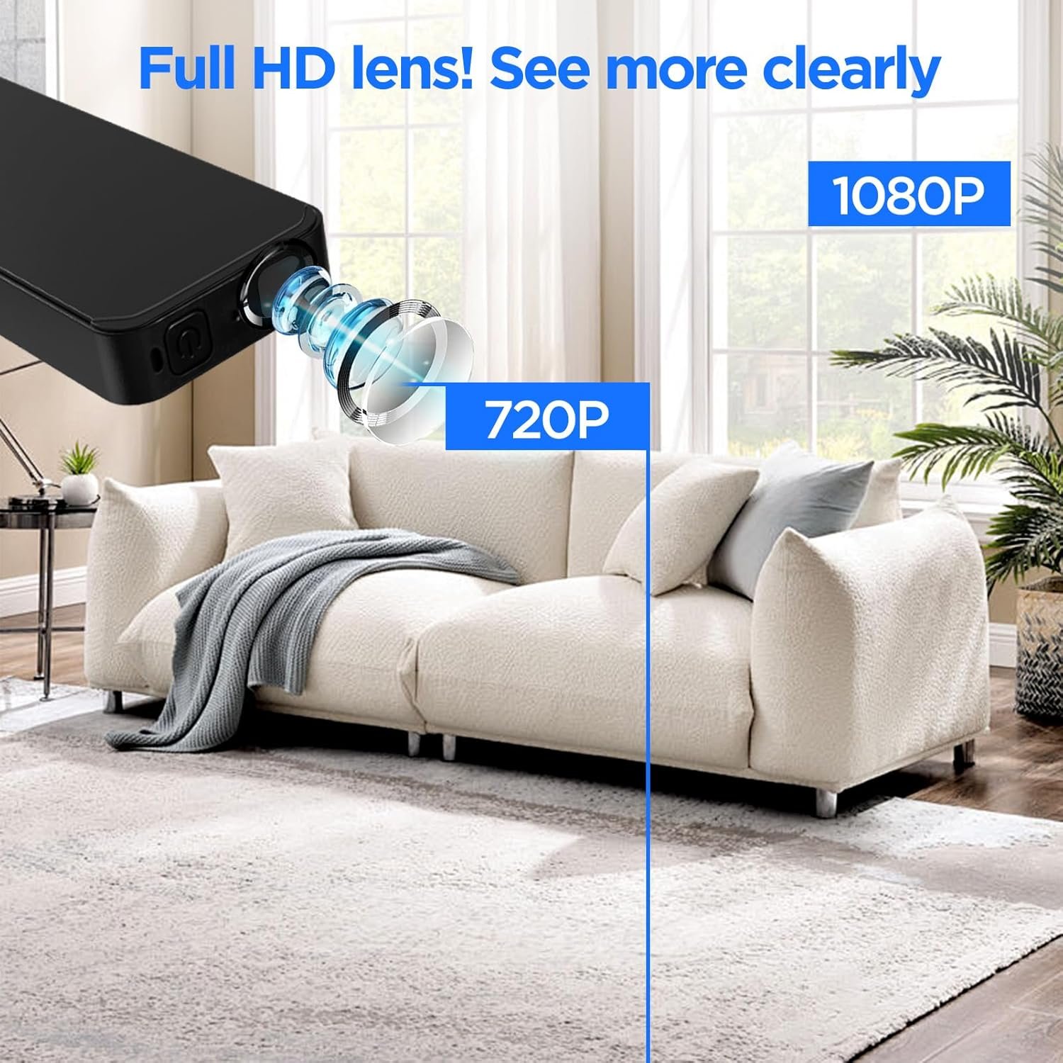 TECHNOVIEW 4K Pen Drive Security Camera with 64GB SD Card, 1080p HD Video Recording, 150° Wide Angle Lens, Motion Detection, Up to 200 Minutes Battery Life - Black - Image 9