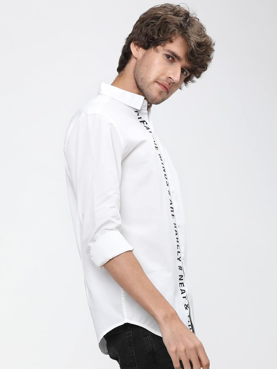 Highlander Men's Slim Fit Casual Shirt | Typography Print | Button Closure | Trendy, Breathable & Comtable All-Day Wear - Image 4