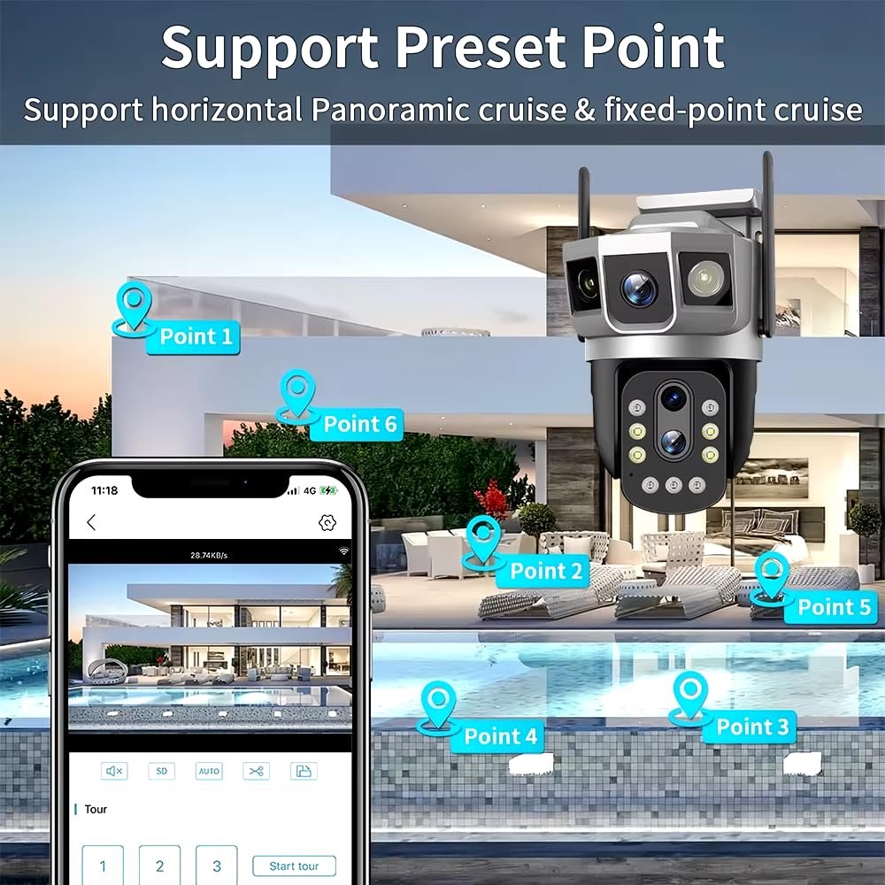 Maizic Smarthome Shark 10X Optical Zoom Dual Lens 5MP+5MP WiFi Outdoor CCTV Camera – Triple Screen View, Bullet + 360° PTZ, Color Night Vision, Motion Detection, IP66 Waterproof - Image 7