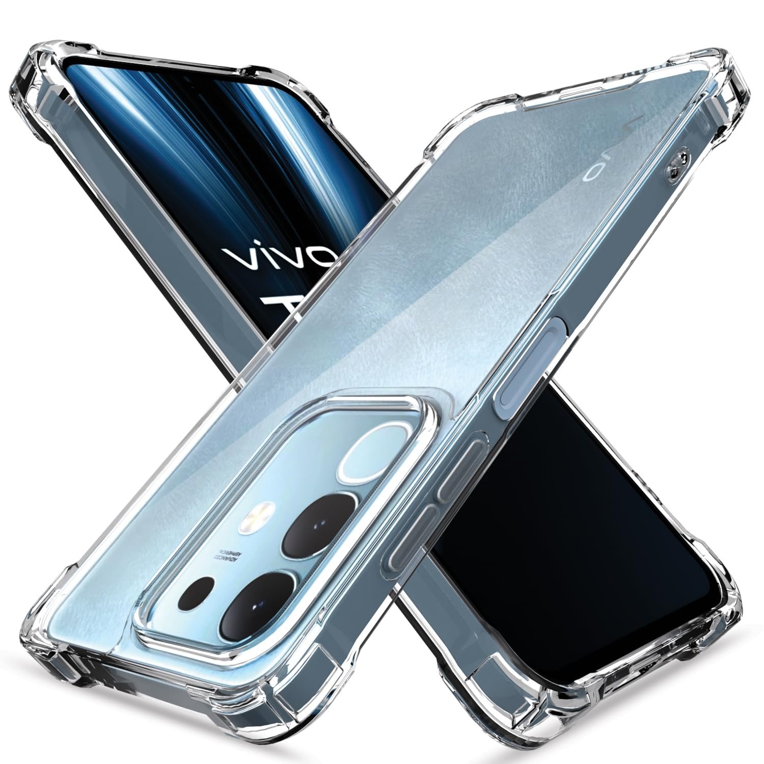 Pikkme Back Cover for Vivo T4x 5G / iQoo Z10x 5G / Vivo Y31 Pro 5G Raised Edges Shockproof Clear PC + TPU Transparent Protective Phone Bumper Case(Transparent)