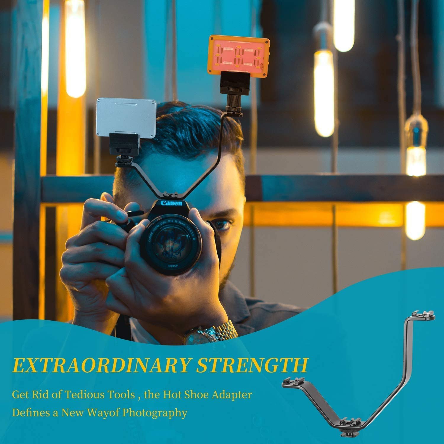 SHOPEE V-Shape Triple Universal Tri hot Shoe Adapter Bracket, Camera Photography Accessories, Can be Used for Flash, Microphone, Camera, LED Video Light - Image 7