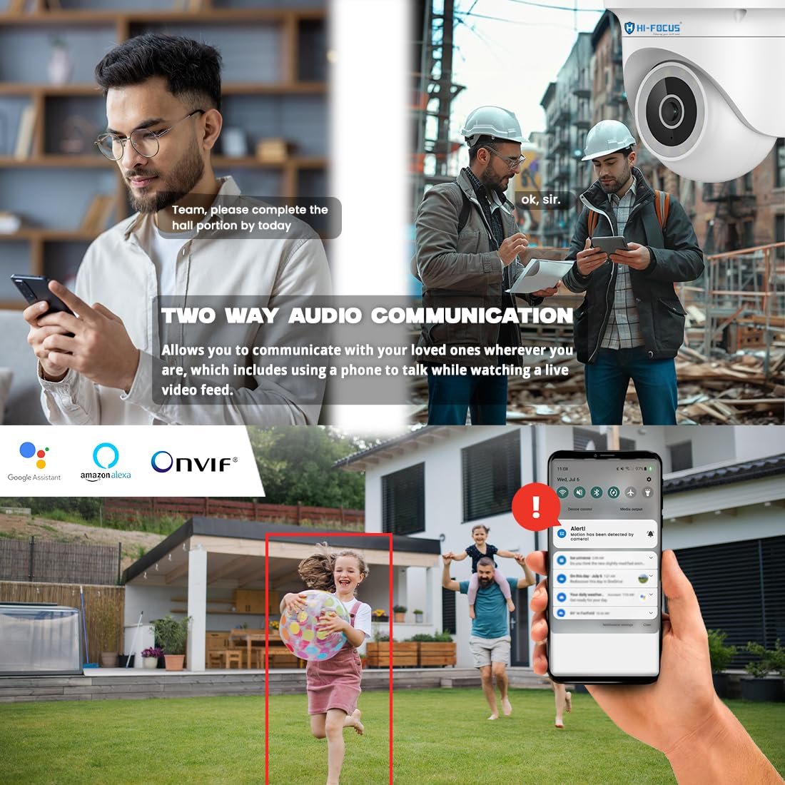 HIFOCUS 4MP WiFi Outdoor Smart Dome Camera,Motion Detection, 2-Way Audio, Rotating Pan from app,Remote Viewing via Mobile App, Cloud Storage Supported - Image 4