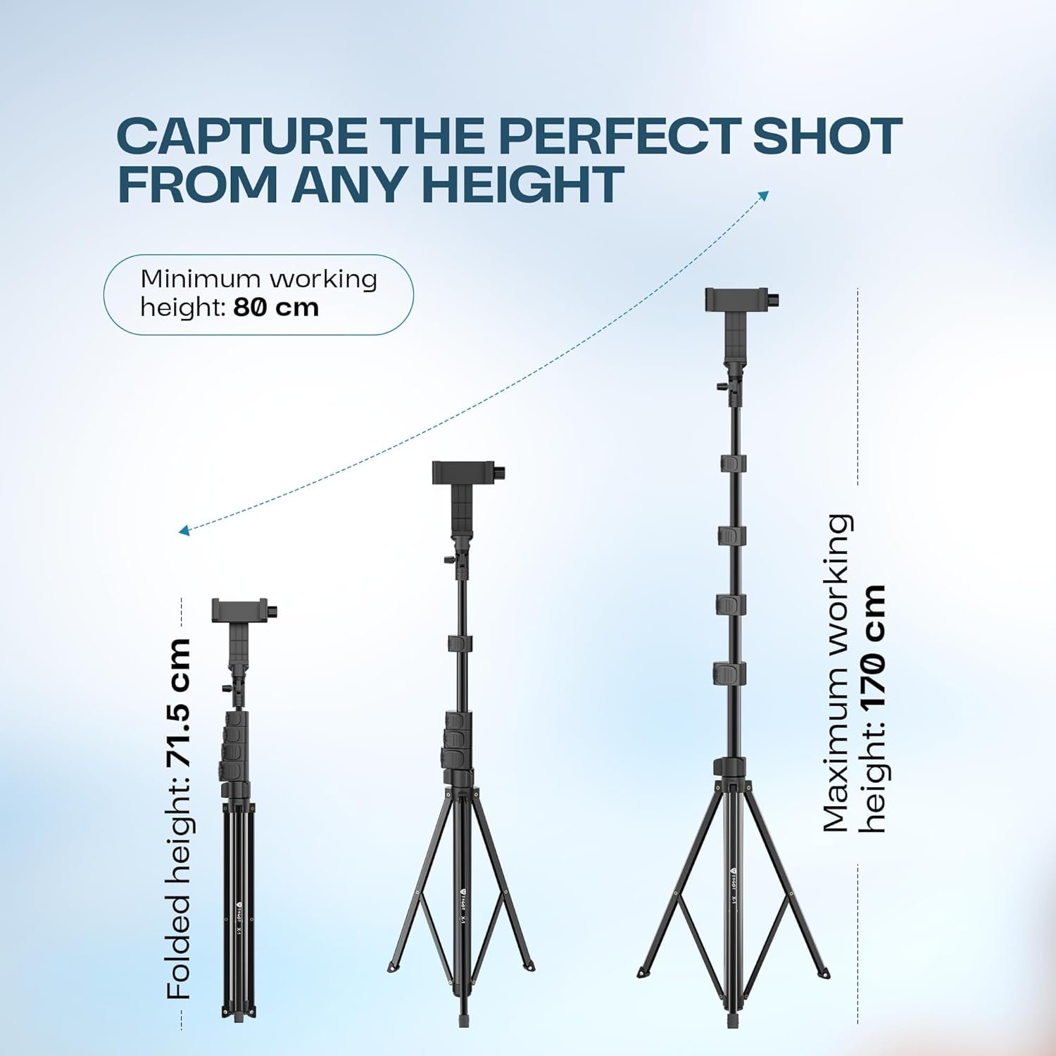 Tygot X-1 67 Inch (170cm) Aluminium Tripod with Bluetooth Remote, Mobile Holder, Phone Stand for Ring Light, GoPro & Camera, Light Stand for Video Recording, Shooting, Streaming, Reels, YouTube - Image 3