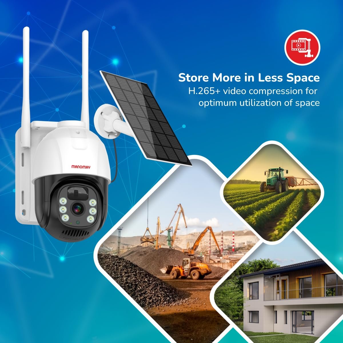 MANOMAY 4G Sim 4Mp Solar Powered CCTV Outdoor Security Camera with Solar Panel Built-in Battery | Surveillance for Agriculture | Remote Area | Construction Site | Garden (4MP 4G Solar Pan Tilt) - Image 4