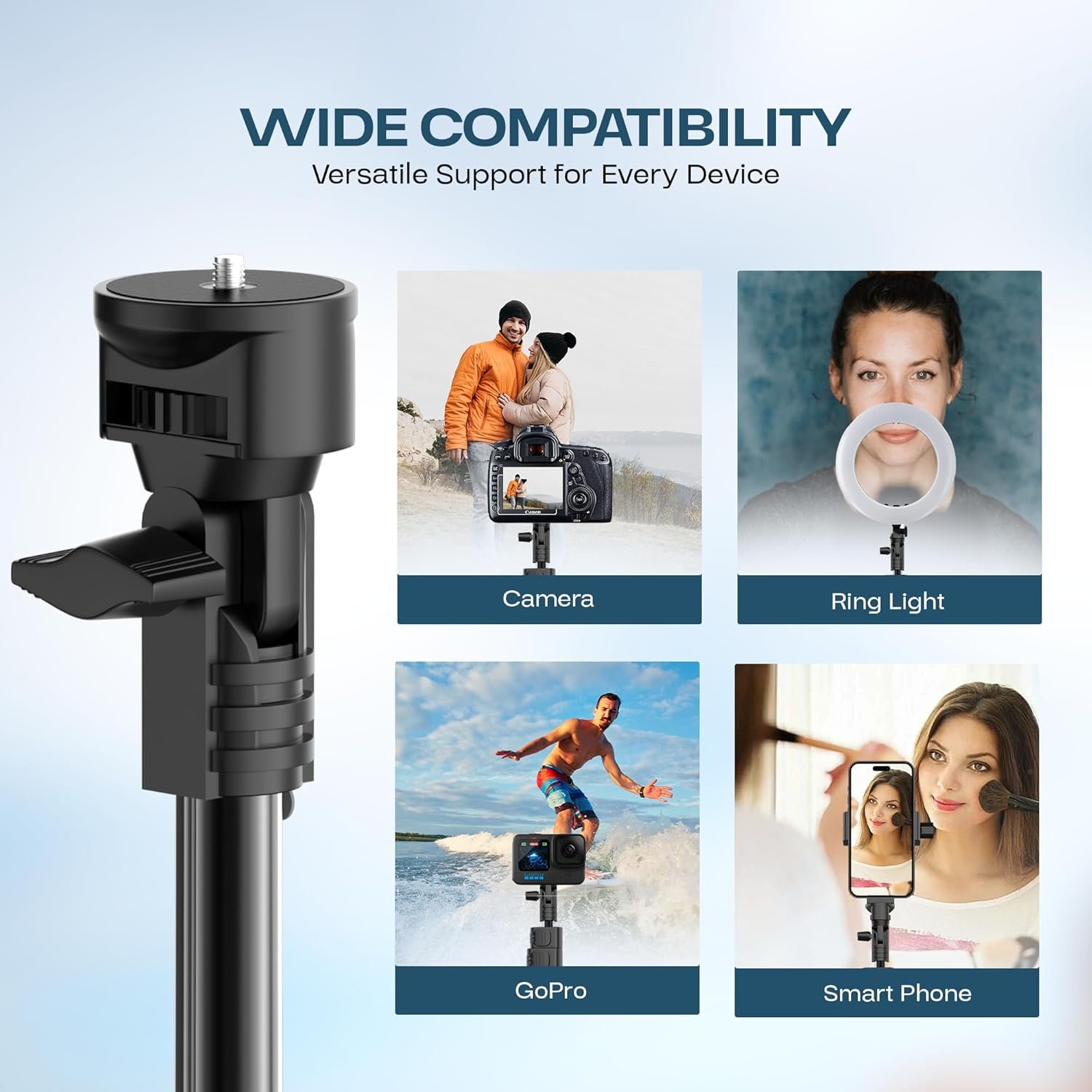 Tygot X-1 67 Inch (170cm) Aluminium Tripod with Bluetooth Remote, Mobile Holder, Phone Stand for Ring Light, GoPro & Camera, Light Stand for Video Recording, Shooting, Streaming, Reels, YouTube - Image 4