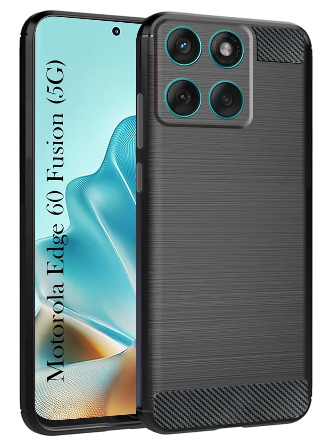 Jkobi Back Cover Case for Motorola Moto Edge 60 Fusion (Hybrid Armor Case | Carbon Fiber Shockproof | Soft and Flexible | Black)