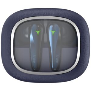 truke New Launch Crystal Dyno Leather Finish True Wireless in Ear Earbuds w/Spatial Audio, 70H Battery Rapid Charge Ear Buds, 13mm Driver HiFi Sound TWS, 40ms Ultra Low Latency, 4Mics ENC -ArcticBlue