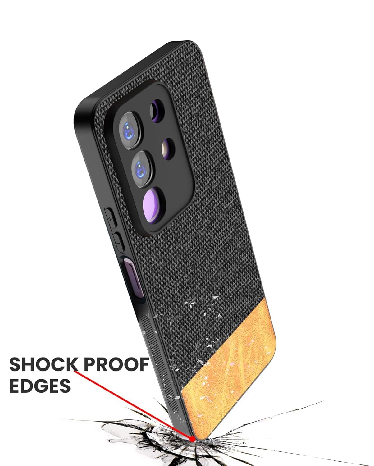 Kapa Soft Fabric & Leather Hybrid Protective Back Cover for Iqoo Z10x 5G / Vivo T4x 5G | Shockproof Slim Hard Anti Slip Back Case (Black,Brown) - Image 5