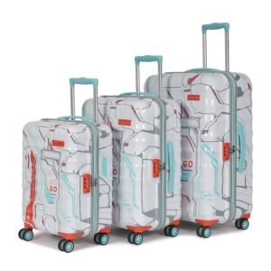 uppercase Cyber Punk Trolley Bag Set Of 3 (S+M+L) Hardsided Polycarbonate Printed Cabin & Check-In Luggage, Suitcase, Unisex, 2000 Days Warranty (White, 31 X 53 X 75.5 Cm, Spinner)