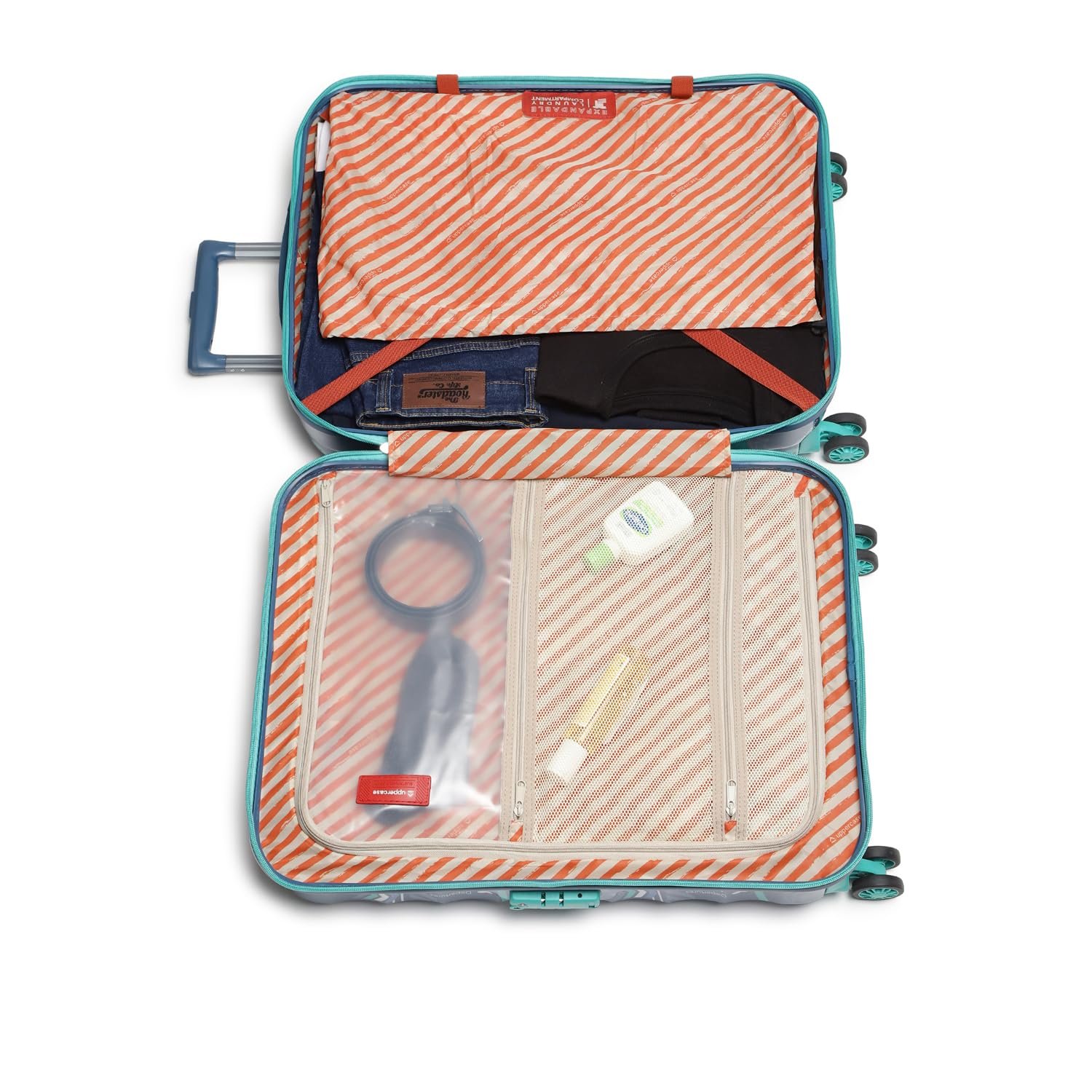 uppercase Jfk Plus (Medium) 66Cms, Sustainable Check-In Trolley Bag, Hardsided Printed Luggage, Combination Lock, 8 Wheel Suitcase For Unisex, 2000 Days Warranty (Denim Blue, Polyester, Spinner) - Image 5