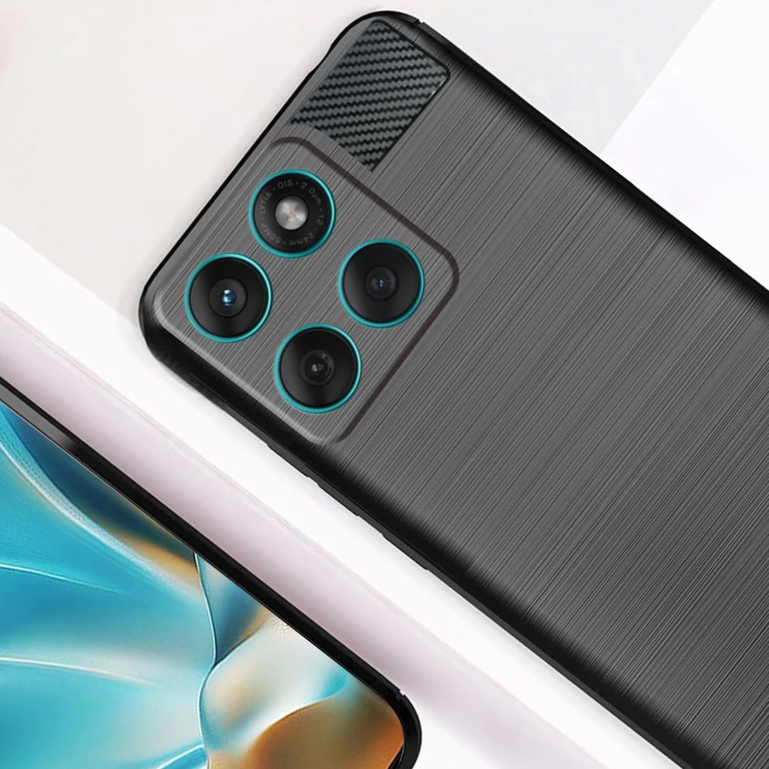 Jkobi Back Cover Case for Motorola Moto Edge 60 Fusion (Hybrid Armor Case | Carbon Fiber Shockproof | Soft and Flexible | Black) - Image 2