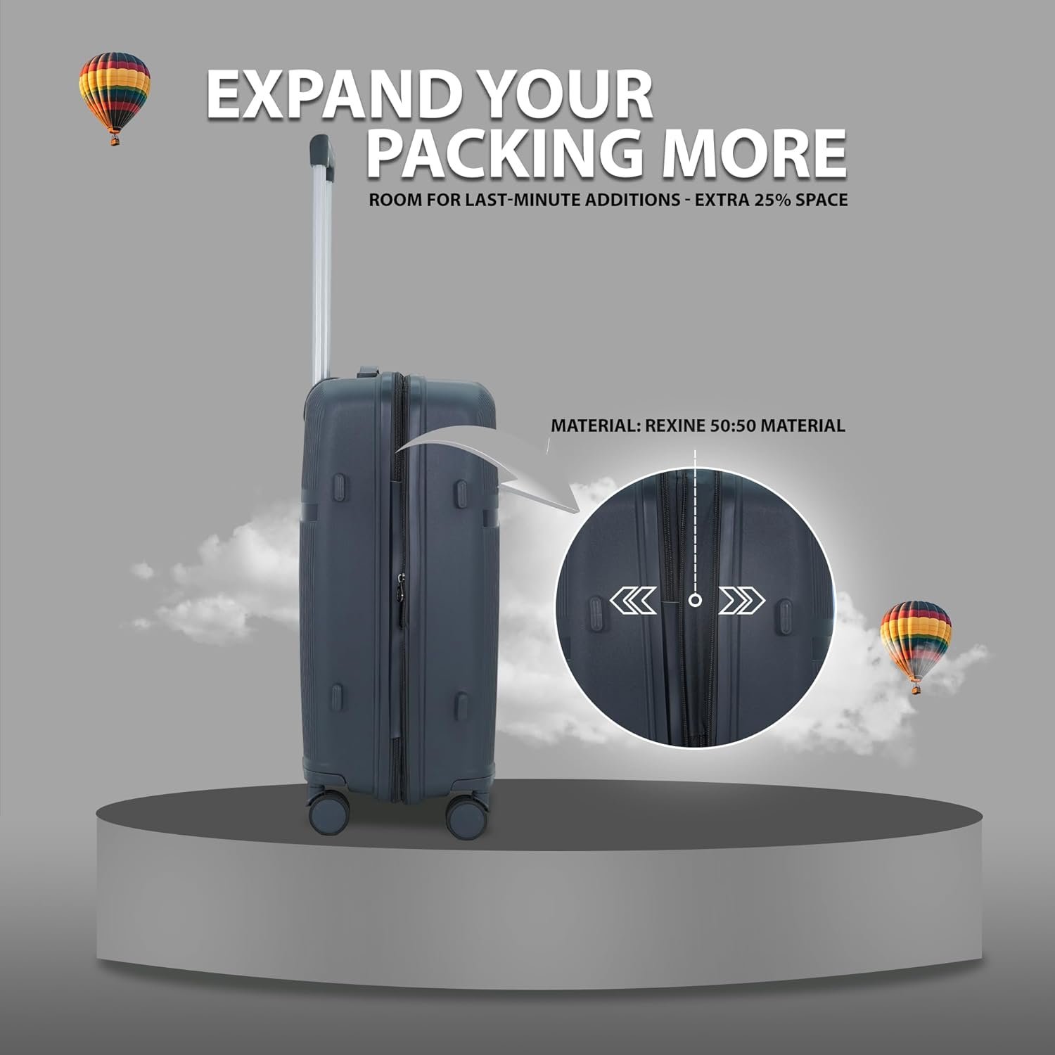 AMERICAN TRAVELLER Touris Fly Luggage Trolley Bag | Suitcase for Travel | Lightweight | Durable Polypropylene Hard Shell | 360° Spinner Wheels | TSA-Type Lock (28, Dark Grey) - Image 7