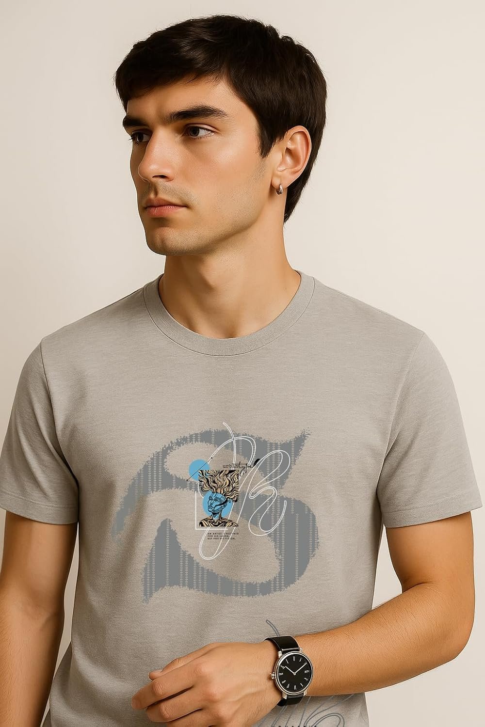 Men's 2025 Cotton Lycra Printed T-Shirt - Urban GenZ Fit - Image 2