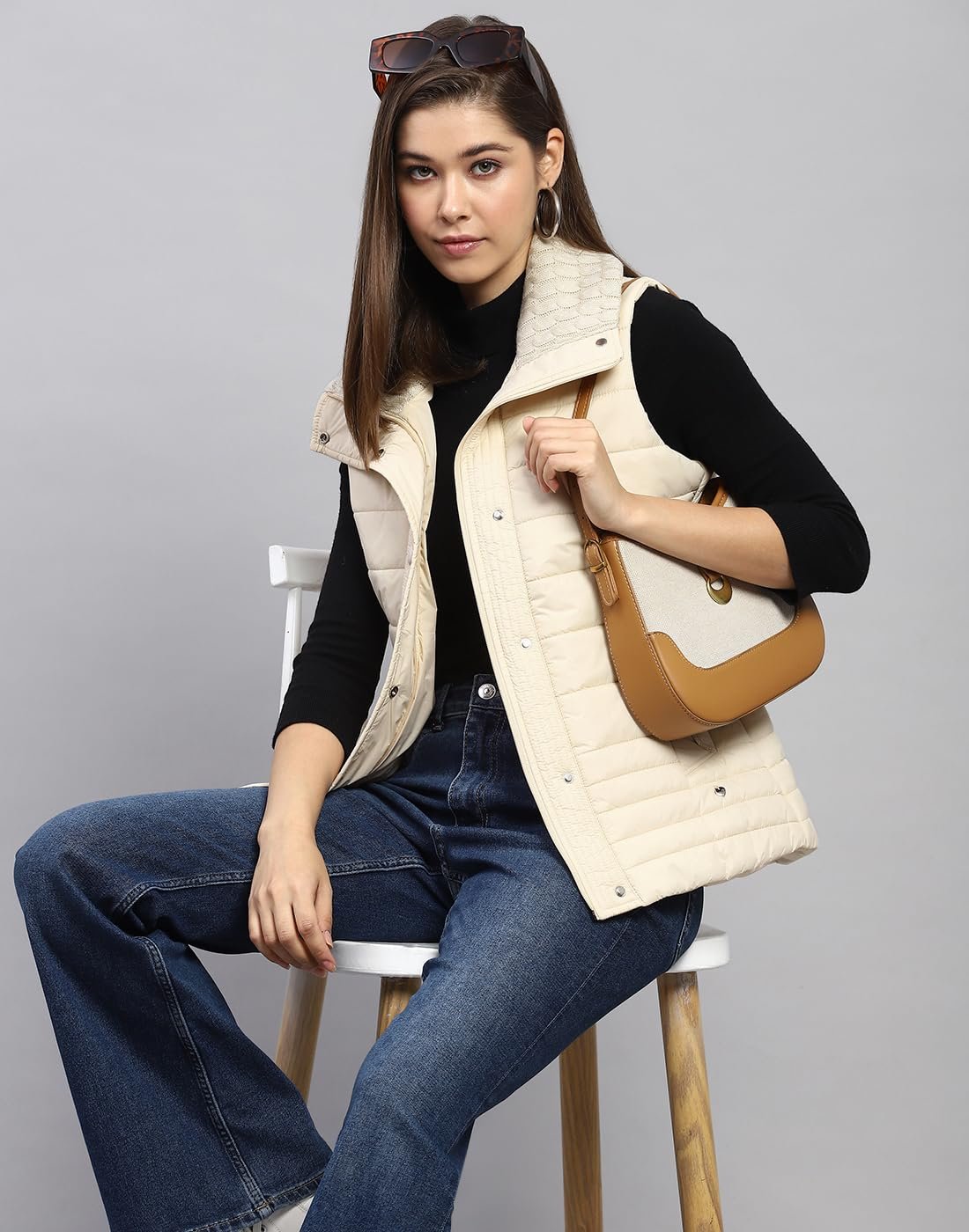 Monte Carlo Womens Solid Brown Collar Sleeveless Jacket - Image 7