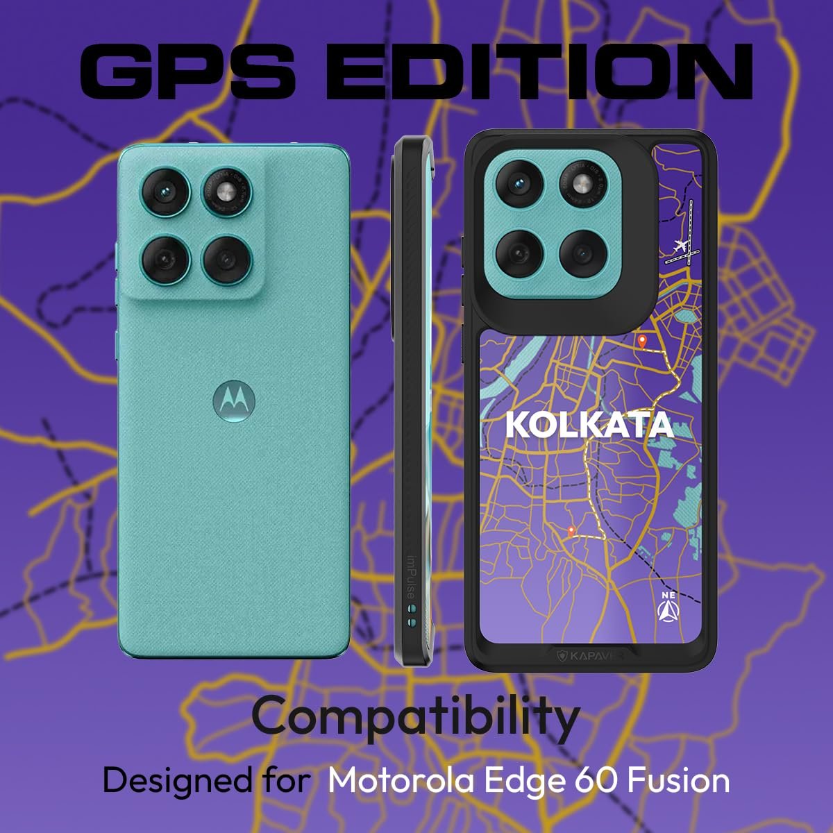 KAPAVER Impulse Back Cover Case Compatible for Motorola Edge 60 Fusion (PC + TPU) (GPS Kolkata), Multicolour - Image 2