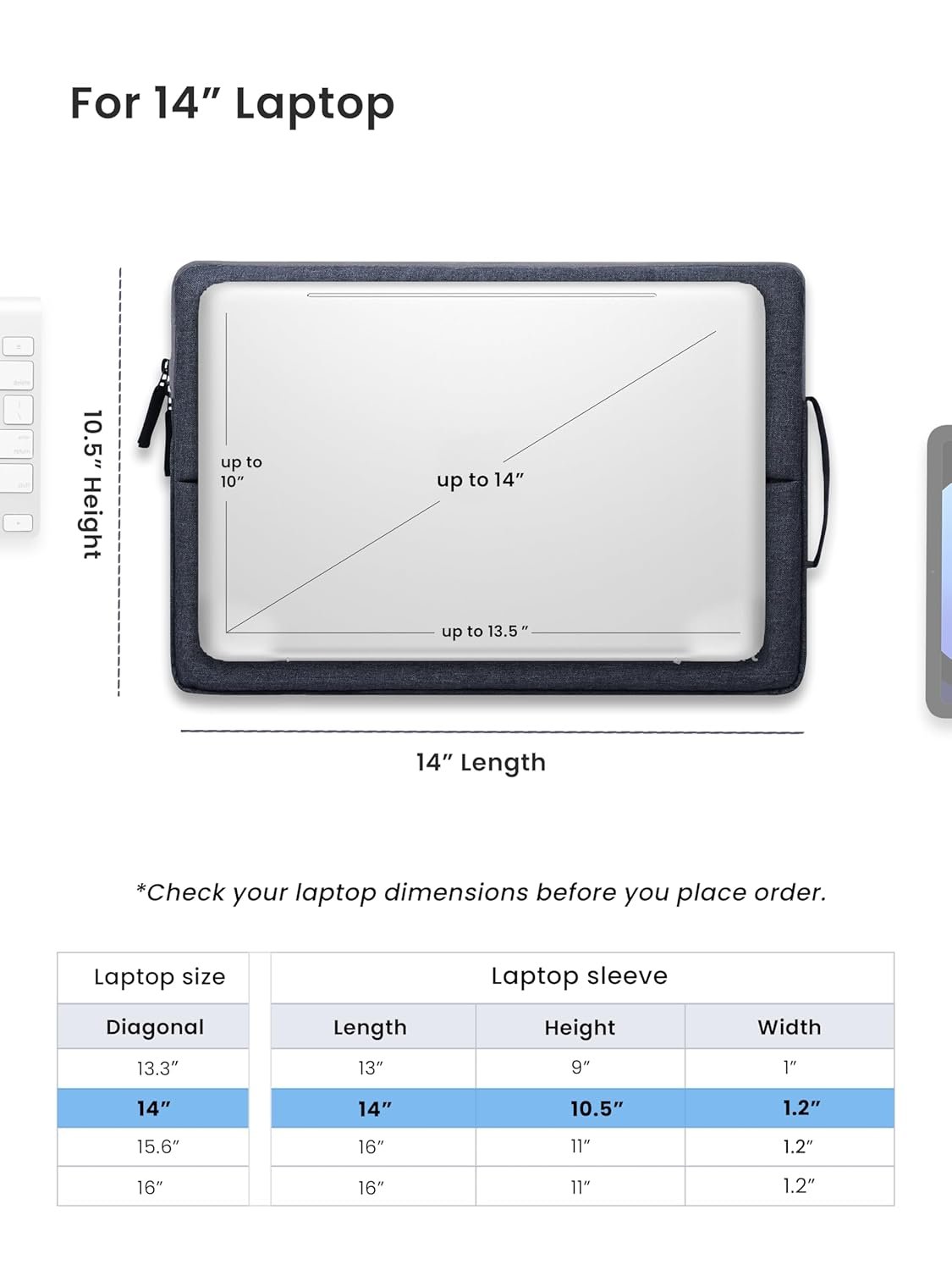 Craloft 14 Inch Laptop Sleeve Cover Bag with Charger Pouch – Water-Resistant Case for MacBook, Dell, HP, Lenovo – Ideal for Office & Travel Use - Image 2