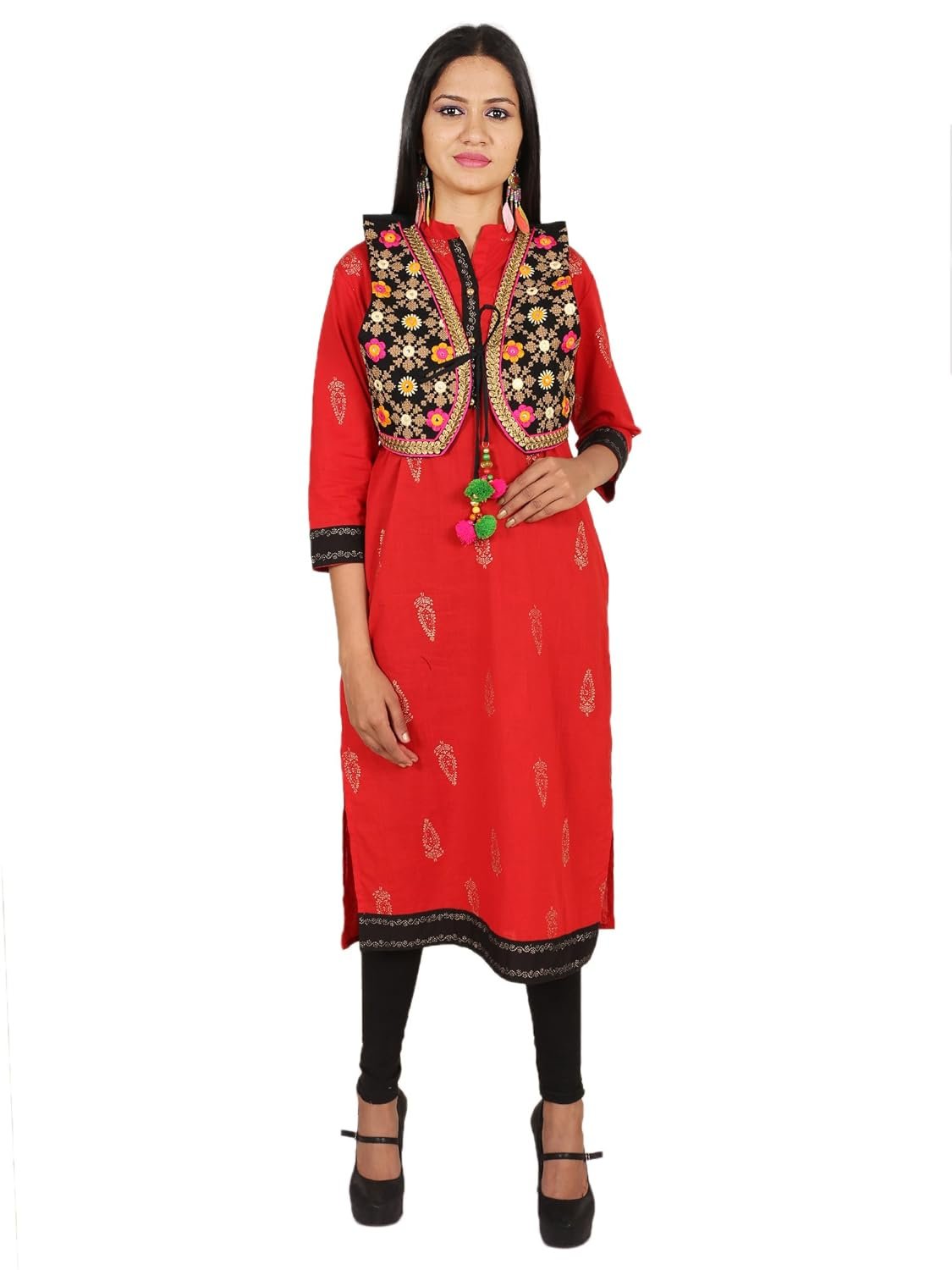 Craft Trade Jacket for Women Cotton Half Sleeveless Waist Coat Ethnic Navratri Garba Dandiya Traditional Rajasthani Embroidery Gujrati Kutchi Koti for Girls - Bust Size 34-38 Inches - Image 5