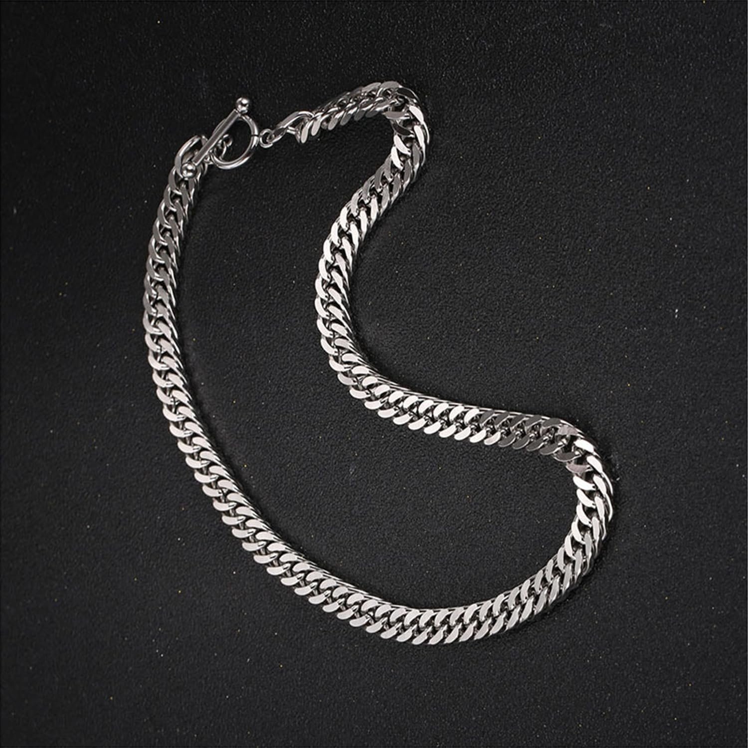 Peora Silver Plated Stainless Steel Cuban Chain Stylish Fashion Jewellery for Men - Image 8