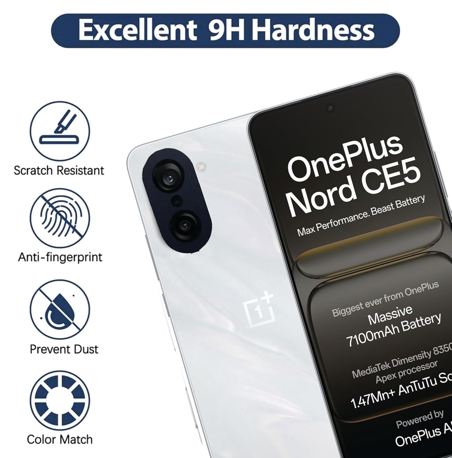 ZARALA Camera Lens Frame Glass Compatible with OnePlus Nord CE5 Tempered Glass Aluminum Alloy Frame Individual Camera Lens Protector Cover (Nord CE5, Black) - Image 3