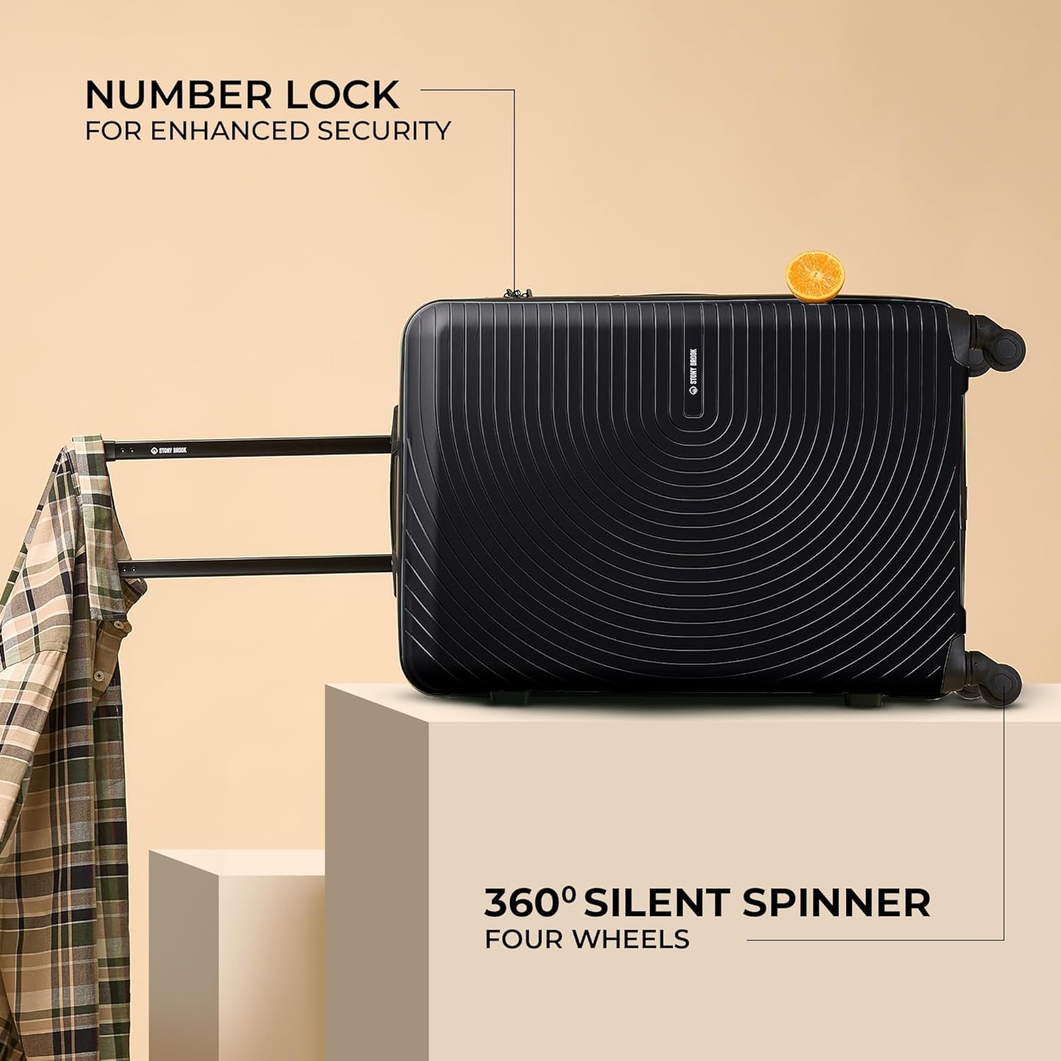 Stony Brook by Nasher Miles Crescent Hard-Sided Polypropylene Check-in Luggage Black 28 inch |75cm Trolley Bag - Image 5