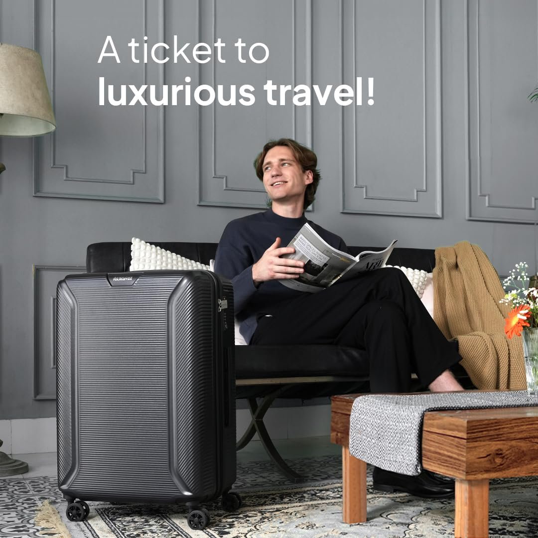 American Tourister Medium Robotech with TSA Lock & 8 Wheel, 67 CM Hard PC Check-in Suitcase for Travel/Trolley Bag for Travel/Travel Bag with Double Wheel for Women & Men - Black - Image 2