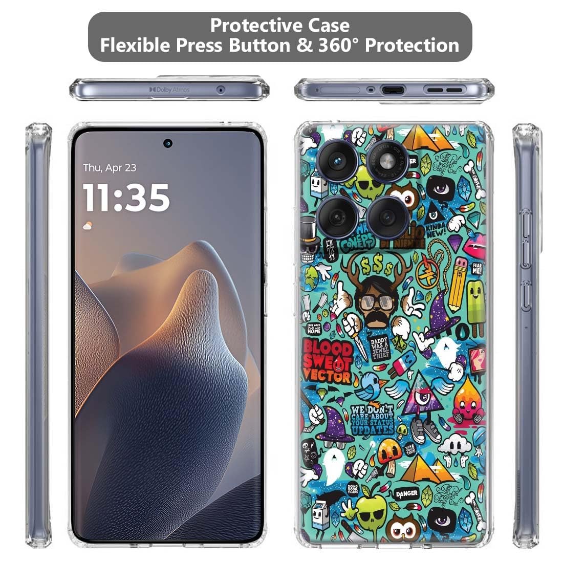 Fashionury Designer Soft Back Cover Case Compatible for Moto Edge 60 Fusion, Printed,Transparent,Flexible, Silicon for Motorola Edge 60 Fusion -D1008 - Image 4