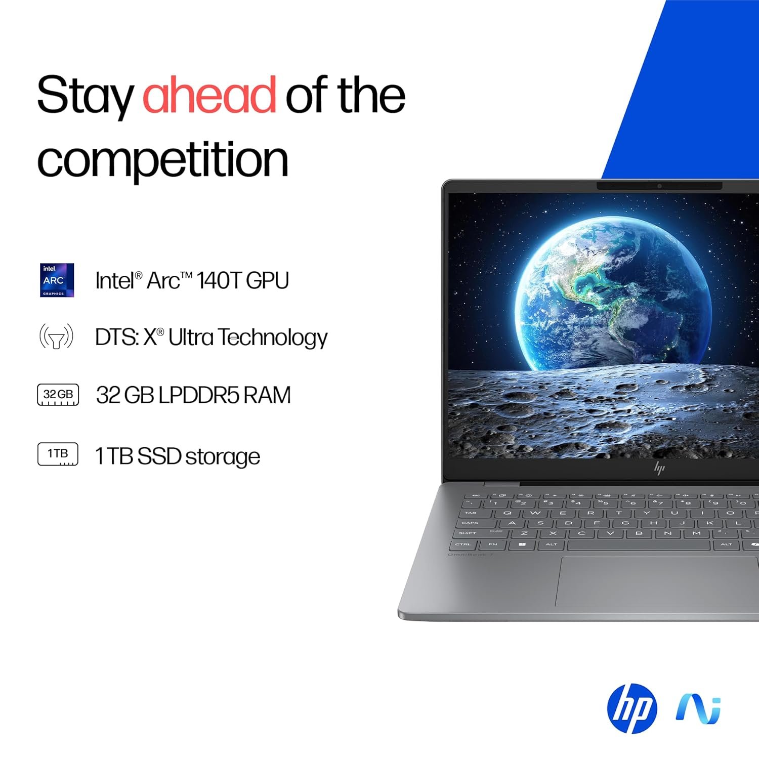 HP OmniBook 7 OLED, Intel Core Ultra 7 255H (32GB LPDDR5,1TB SSD), 3K, 0.2 ms, Micro-Edge, 14''/35.6cm, Win 11, M365, Office 24, Meteor Silver,1.5kg, fr0116TU, 5MP Camera w/Shutter, Backlit AI Laptop - Image 4