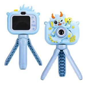 Wishkey Kids Digital Camera, Dinosaur Design, 2.0-Inch Display Support 4GB SD Card, Photo/Video Recorder with Games, Blue, for Boys Age 8-10 Years, Fun Gifts for Boys Girls Kids