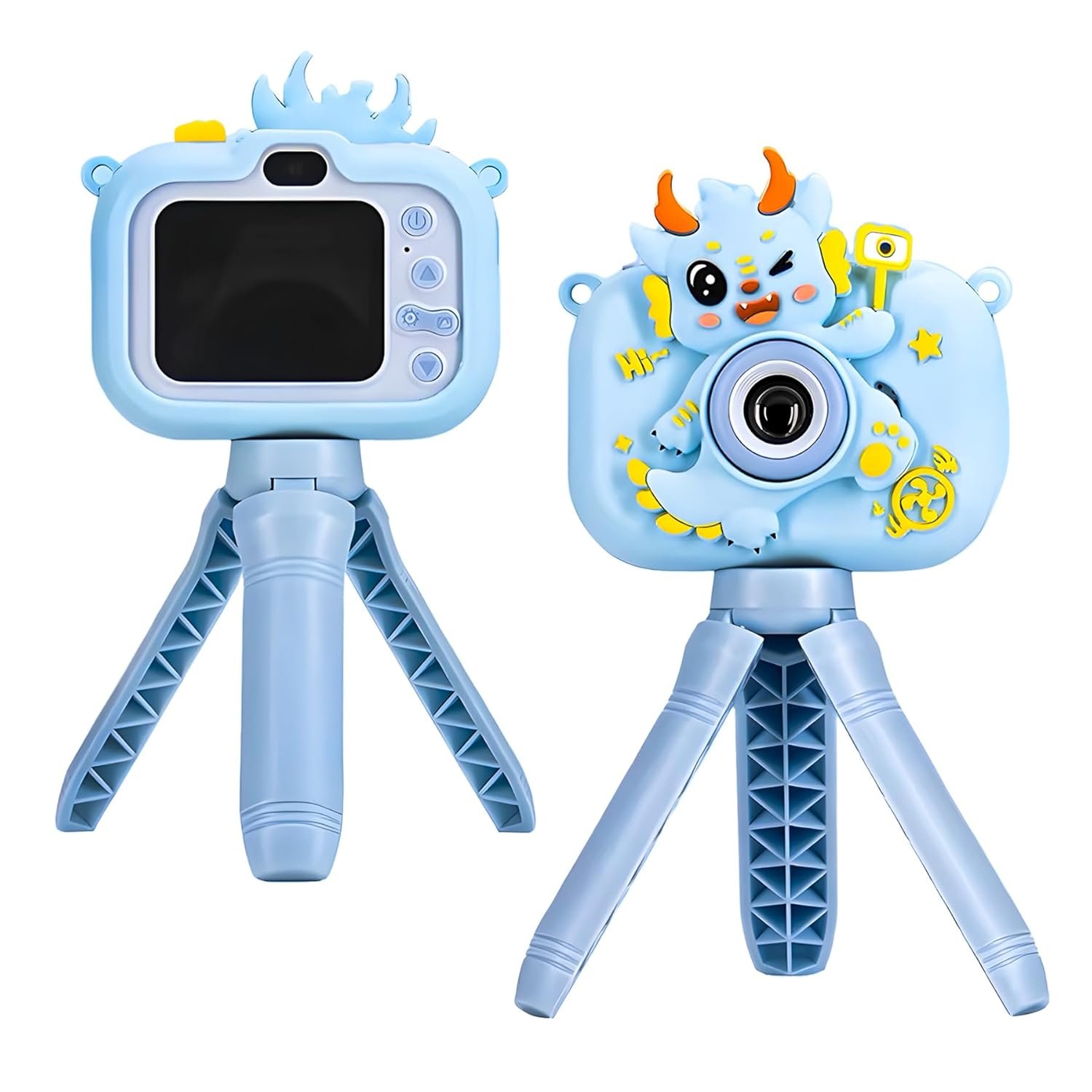 Wishkey Kids Digital Camera, Dinosaur Design, 2.0-Inch Display Support 4GB SD Card, Photo/Video Recorder with Games, Blue, for Boys Age 8-10 Years, Fun Gifts for Boys Girls Kids
