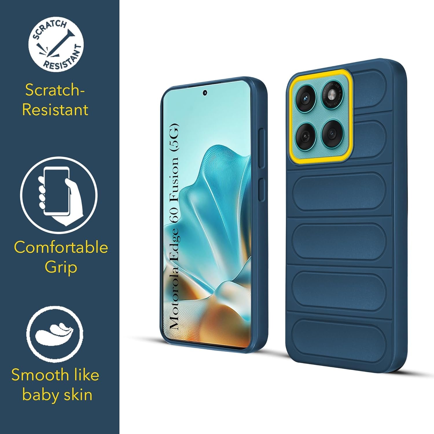 Jkobi Back Cover Case for Motorola Moto Edge 60 Fusion (Matte Liquid Silicone| Camera Protection Ring | Professional Wave Design | Shockproof Anti Slip Grip) - Image 2