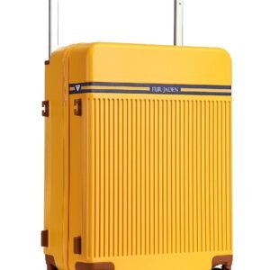 FUR JADEN The Aviator 65cm German Polycarbonate Travel Luggage Check-in Suitcase with 8 StealthTech Silent Shock Absorbing Wheels, TSA Lock & Aerospace Grade Wide Handle (Sunflare, Check-in 24″)